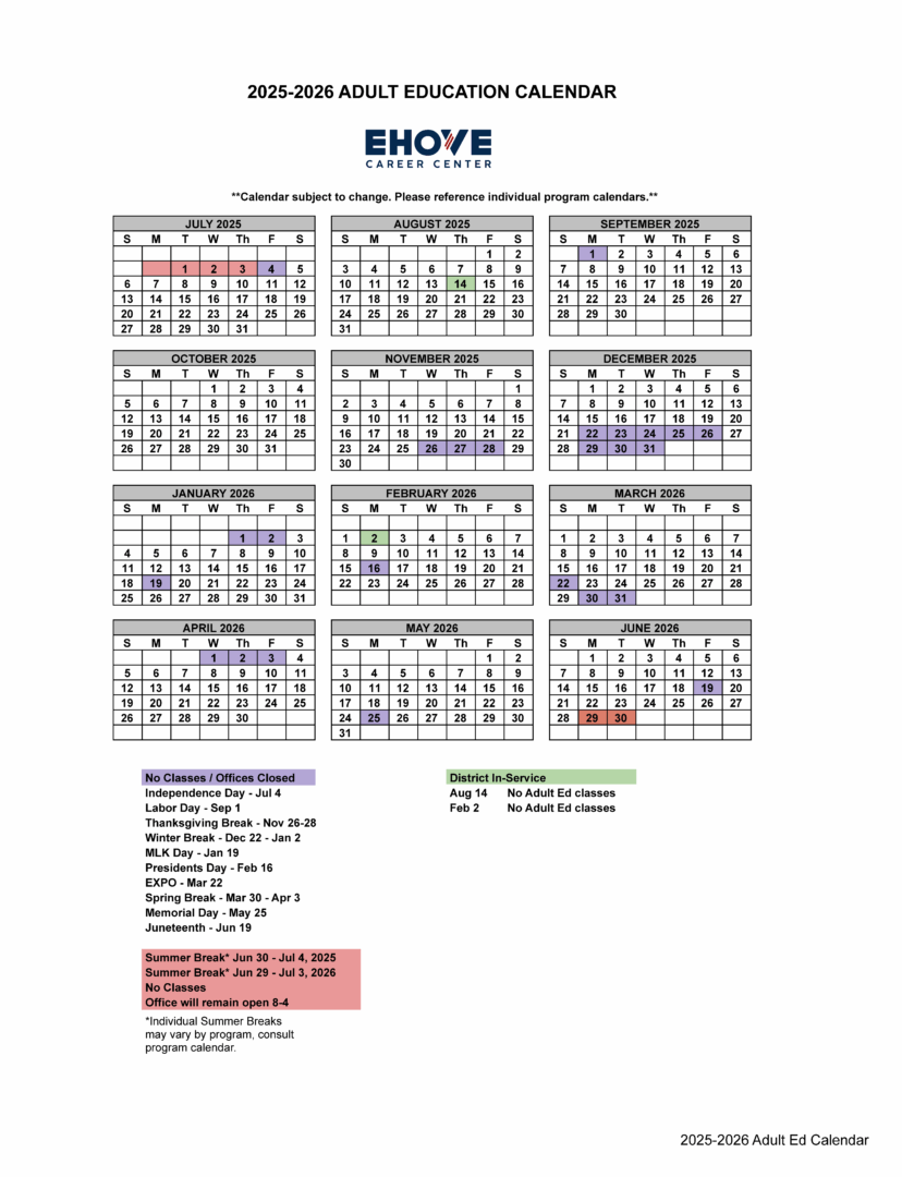 EHOVE Adult Education Occupational & Career Enhancement Programs